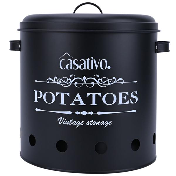Stilvolle Vorratsbehälter, 3 Stück, Kartoffeln, Zwiebeln, Knoblauch, schwarz, praktische Aufbewahrungsbehälter mit Deckel und Luftlöchern