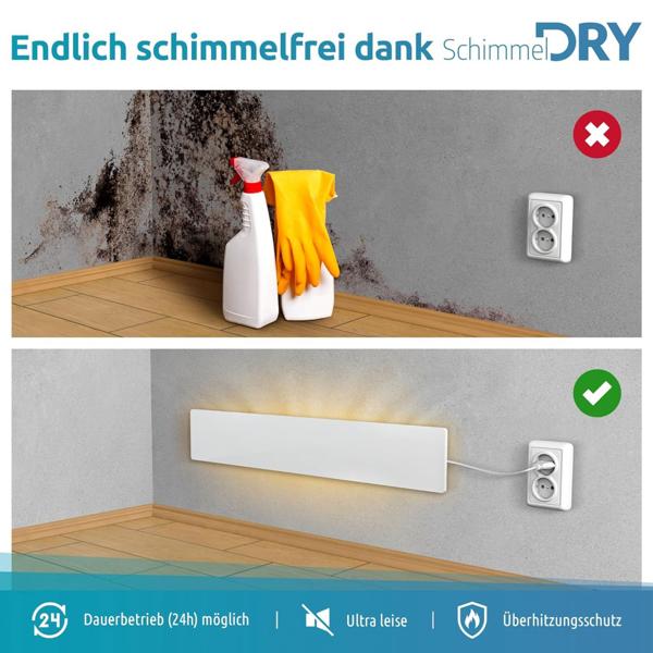 Schimmel Dry Erweiterungsmodul - Schimmelentferner & Schimmelbekämpfung ohne Chemie - Infrarotheizung - geräuschlos - 45-55W - 52x9x1.8cm