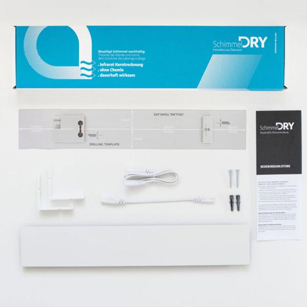 Effektives Schimmel Dry Set mit Basiselement & Erweiterungsmodul – Schimmelentferner, weiss mit innovativer Keramik-Wärmeplatte für trockene Wände