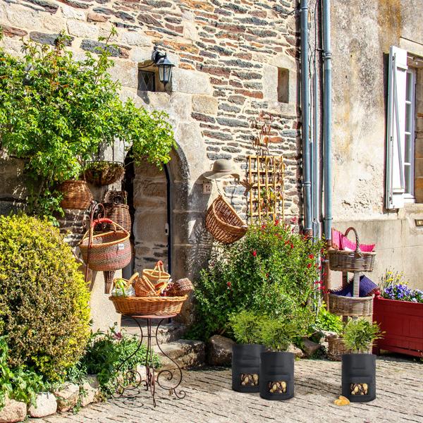 Atmungsaktive 10L Pflanzen-Wachstumssäcke aus Filz, 5er-Set, mit Tragegriffen und Sichtfenster, für Gemüse, Beeren und mehr, leicht und robust