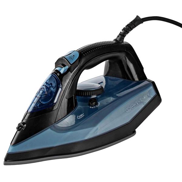 Leistungsstarkes Dampfbügeleisen mit Keramik-Bügelsohle, 2600 W, Anti-Kalk-System, 0,32 l Wassertank, vertikale Dampffunktion, blau-schwarz