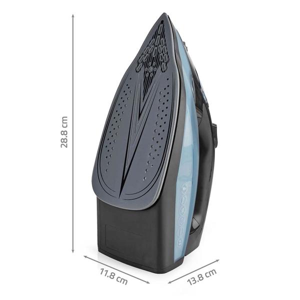 Leistungsstarkes Dampfbügeleisen mit Keramik-Bügelsohle, 2600 W, Anti-Kalk-System, 0,32 l Wassertank, vertikale Dampffunktion, blau-schwarz