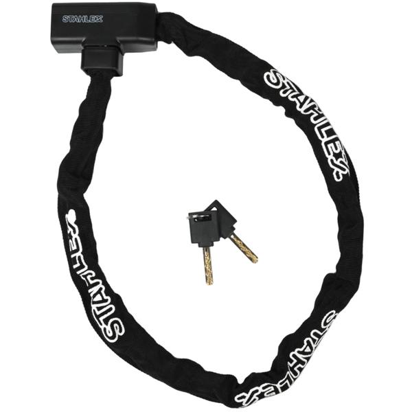 Kettenschloss 1m - Robuster Schlosskörper 6mm Stärke - Extrasicher für Fahrrad, Motorrad, Velo - Lackschutz Textilschlauch - Zinklegierung - Schwarz