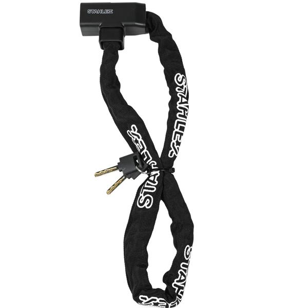 Kettenschloss 1m - Robuster Schlosskörper 6mm Stärke - Extrasicher für Fahrrad, Motorrad, Velo - Lackschutz Textilschlauch - Zinklegierung - Schwarz