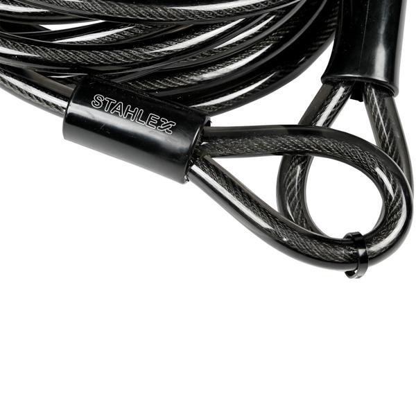 Stahlseil schwarz 5m x Ø 1,2cm - Wetterfest Diebstahlsicherung für Gartenmöbel Fahrräder & Zubehör - Robust mit Kunststoff-Ummantelung & 2 Schlaufen