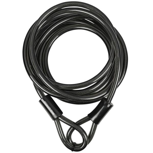 Stahlseil schwarz 5m x Ø 1,2cm - Wetterfest Diebstahlsicherung für Gartenmöbel Fahrräder & Zubehör - Robust mit Kunststoff-Ummantelung & 2 Schlaufen