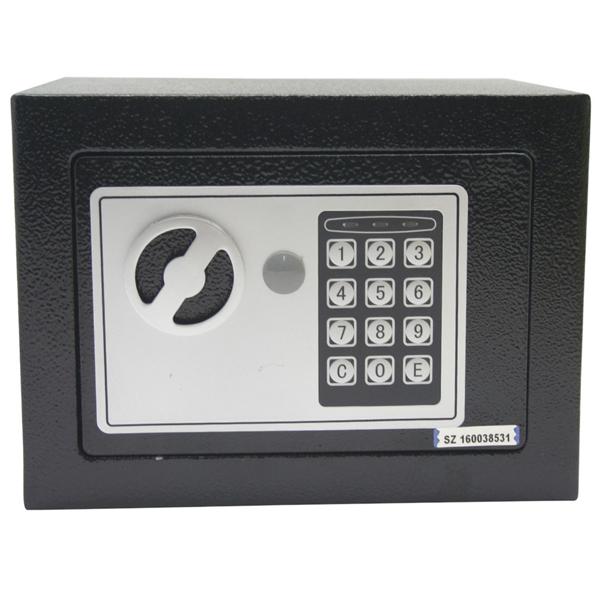 Elektronischer Möbeltresor, 23x17x17cm, 15 Min. feuerfest, 2 Stahlbolzen, schwarz, Wand/Boden-Montage, sicherer Tresor für Wertsachen