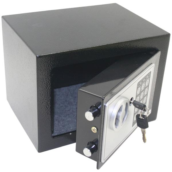 Elektronischer Möbeltresor, 23x17x17cm, 15 Min. feuerfest, 2 Stahlbolzen, schwarz, Wand/Boden-Montage, sicherer Tresor für Wertsachen