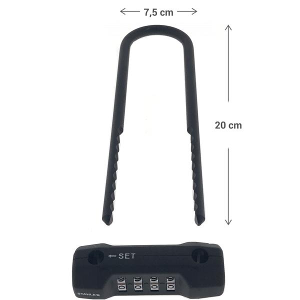 Bügelschloss extra-lang 75x20 cm - Diebstahlsicherung für Velo & Motorrad mit 4-stelligem Zahlencode - Robuster Schlosskörper aus Stahl