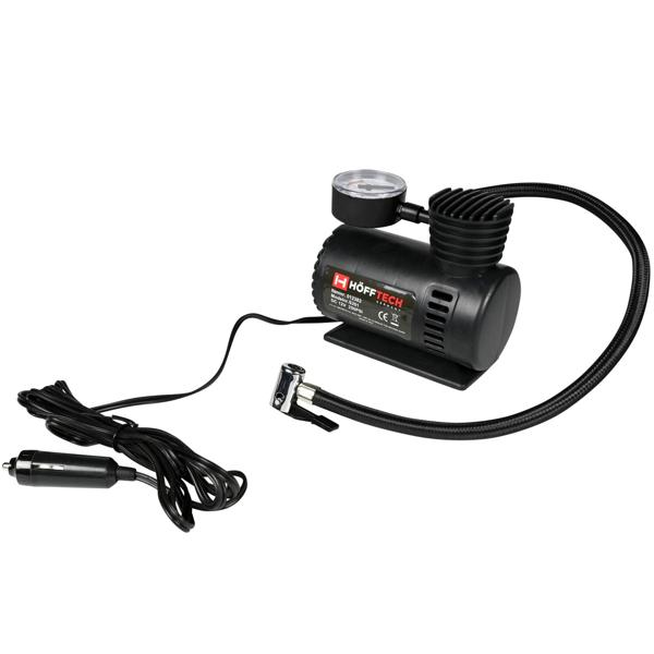 Luftkompressor mit Manometer - für Auto, Wohnwagen & Fahrräder - 12V, 250 psi, 2 Adapter, Nadelventil, 2.8m Kabel, 18-Zoll-Schlauch