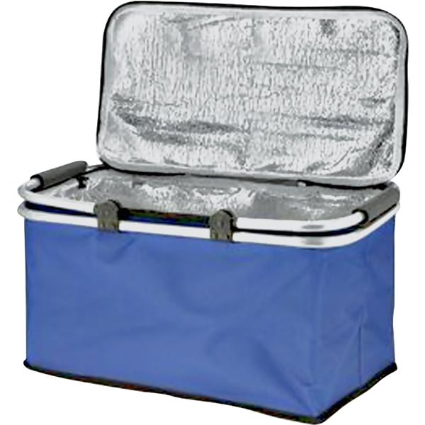 Thermo Einkaufskorb 30L - faltbar & isoliert für Camping, Picknick, Strand - hält Kühlkette intakt - robustes Aluminiumgestänge & Polyester - blau