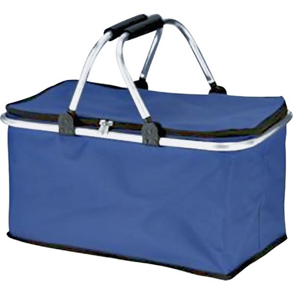 Thermo Einkaufskorb 30L - faltbar & isoliert für Camping, Picknick, Strand - hält Kühlkette intakt - robustes Aluminiumgestänge & Polyester - blau