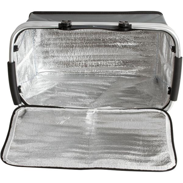 Robuster Thermo Einkaufskorb 30L grau, faltbar mit leichtem Alu-Rahmen - Hält Einkäufe perfekt kühl - Grosser stabiler Isolierkorb