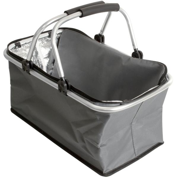 Robuster Thermo Einkaufskorb 30L grau, faltbar mit leichtem Alu-Rahmen - Hält Einkäufe perfekt kühl - Grosser stabiler Isolierkorb