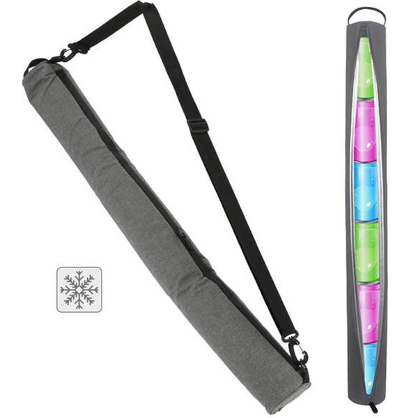 Getränke-Dosen Kühltasche zum Umhängen (82x8 cm, Grau): Isolierte Kühltasche für Dosen, ideal für unterwegs, mit bequemem Tragegurt