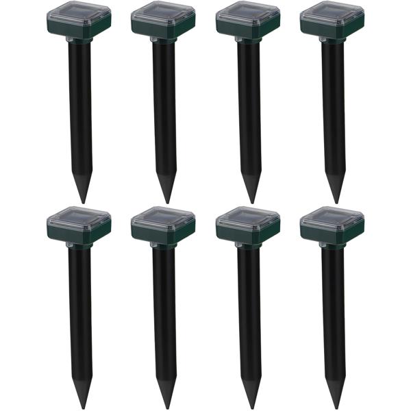 Solar-Wühlmausschreck 8er-Set - effektive Wühlmausvertreibung 600m² - umweltfreundlich & chemiefrei mit 400Hz Schallwellen, H 25 cm
