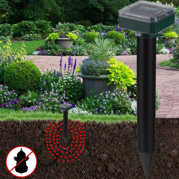 Solar-Wühlmausschreck 8er-Set - effektive Wühlmausvertreibung 600m² - umweltfreundlich & chemiefrei mit 400Hz Schallwellen, H 25 cm