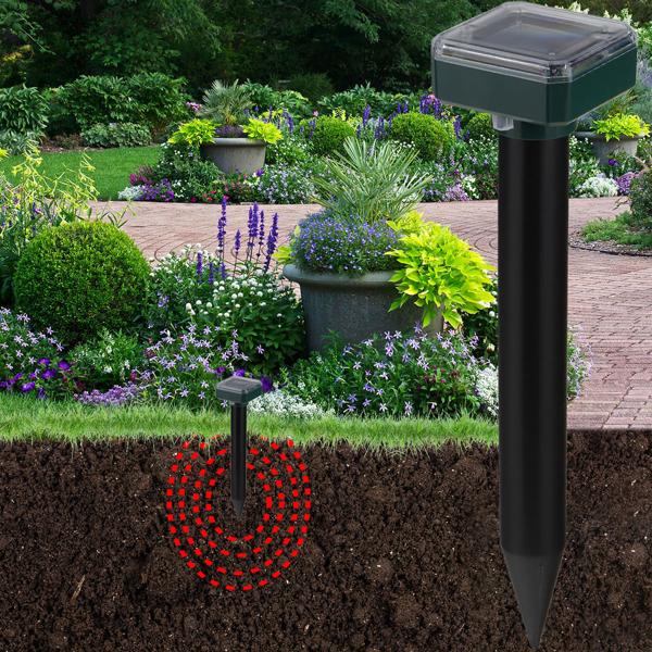 Solar-Wühlmausschreck 8er-Set - effektive Wühlmausvertreibung 600m² - umweltfreundlich & chemiefrei mit 400Hz Schallwellen, H 25 cm