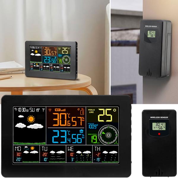 WLAN-Wetterstation mit Aussensensor – Digitale Wetterstation mit App & 5-Tage-Prognose, Thermometer, Hygrometer & Barometer