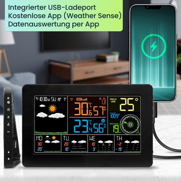 WLAN-Wetterstation mit Aussensensor – Digitale Wetterstation mit App & 5-Tage-Prognose, Thermometer, Hygrometer & Barometer