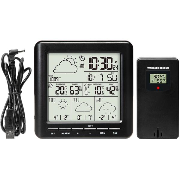 WLAN-Wetterstation mit Aussensensor: 4-Tage-Prognose, App-Zugriff weltweit, Schwarz – Übersichtliches Display für genaue Wetterdaten