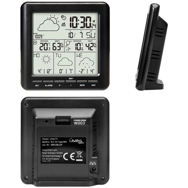 WLAN-Wetterstation mit Aussensensor: 4-Tage-Prognose, App-Zugriff weltweit, Schwarz – Übersichtliches Display für genaue Wetterdaten