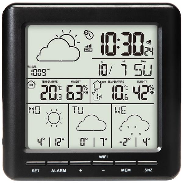 WLAN-Wetterstation mit Aussensensor: 4-Tage-Prognose, App-Zugriff weltweit, Schwarz – Übersichtliches Display für genaue Wetterdaten