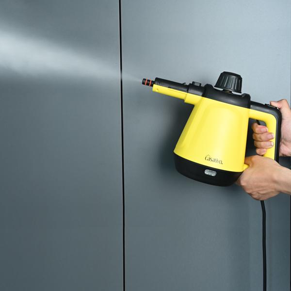 Premium Dampfreiniger, mobil, 3,5 bar Druck, 16 Zubehörteile-Aufsätze, kraftvolle 1.200W, gegen Fett u. Schmutz in Küche, Bad, Möbeln, Polstern, Auto