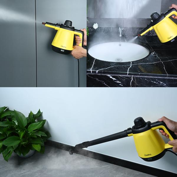 Premium Dampfreiniger, mobil, 3,5 bar Druck, 16 Zubehörteile-Aufsätze, kraftvolle 1.200W, gegen Fett u. Schmutz in Küche, Bad, Möbeln, Polstern, Auto