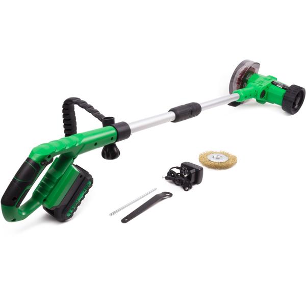 Komfortable Akku-Fugenbürste, 20V, 2000mAh, mit Führungsrad – Kabellos, silber-grün, mühelose Reinigung von Hofeinfahrten und Terrassen