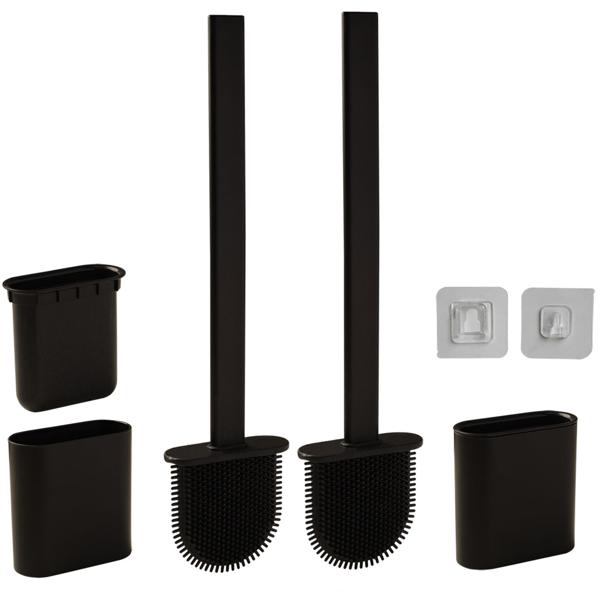 WC-Bürste (2er-Set) mit Silikonborsten & Halter – Toilettenbürste zum Aufstellen oder zur Wandmontage – Effizient & hygienisch