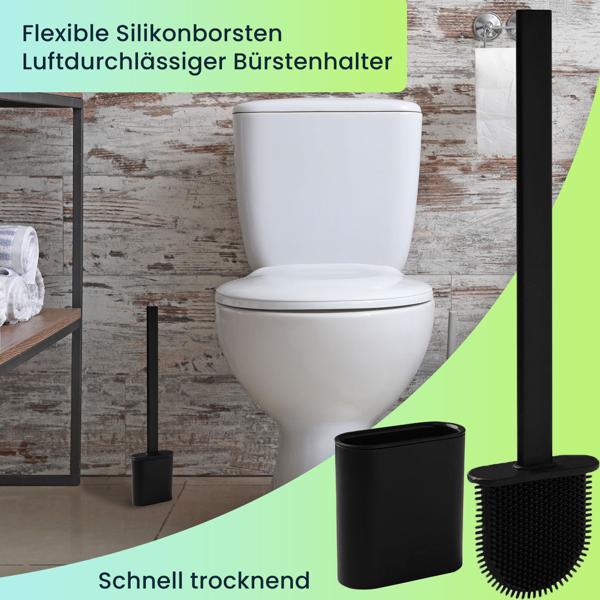 WC-Bürste (2er-Set) mit Silikonborsten & Halter – Toilettenbürste zum Aufstellen oder zur Wandmontage – Effizient & hygienisch