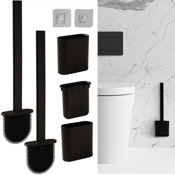 WC-Bürste (2er-Set) mit Silikonborsten & Halter – Toilettenbürste zum Aufstellen oder zur Wandmontage – Effizient & hygienisch