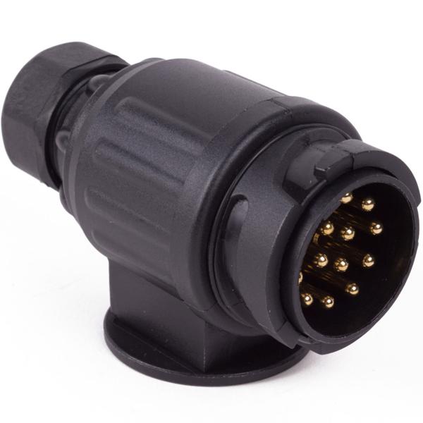 Anhänger Stecker 13-polig - Robuste Kunststoff-Verbindung für Fahrzeug & Wohnwagen - Sichere 12V Lichtsignalübertragung - Einfache Montage PKW/KFZ