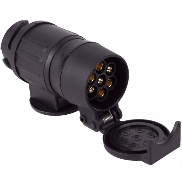 Anhänger-Adapter 13 auf 7 polig - verbindet Zugfahrzeug mit Anhänger & Fahrradträger - robuste Kunststoff-Konstruktion mit Kupferkontakten, 12V