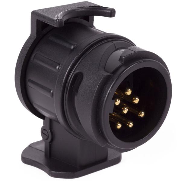 Anhänger-Adapter 13 auf 7 polig - Kurzadapter für moderne Zugfahrzeuge & ältere Anhänger - Stossfest, robust, wasserdicht - 12V Kunststoff schwarz