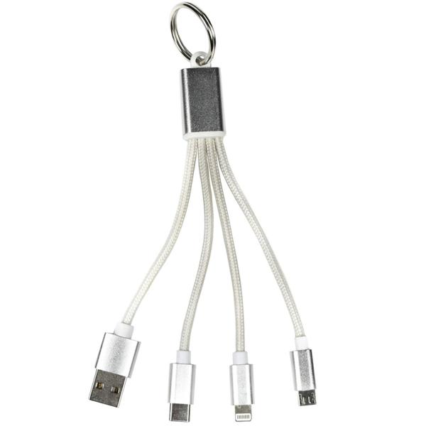 Multi-USB-Ladekabel Schlüsselanhänger - 3-in-1 Design lädt 3 Geräte gleichzeitig - Typ-A auf Typ-C, Micro-USB & Lightning - 13 cm robust & kompakt