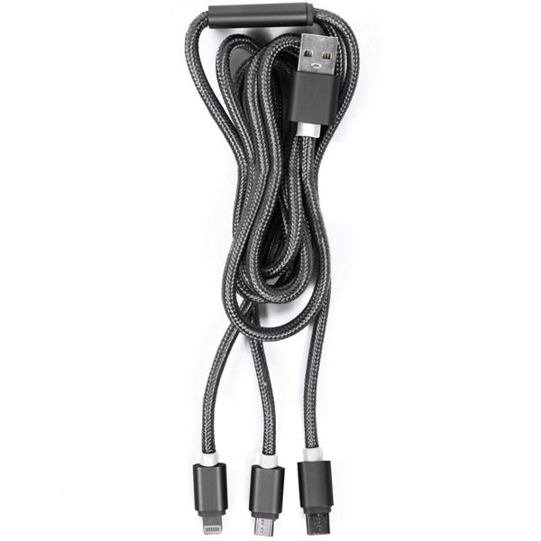 3in1 Universal USB-Ladekabel, Micro-USB, USB Typ C & Lightning, 120 cm, für iPhones, Samsung, Pixel, Huawei, Powerbanks, Kameras, Airpods, Galaxy Pods