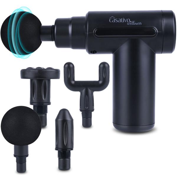 Kompakte Hand-Massagepistole, Massage Gun mit Akku u. 4 Aufsätzen, USB-C, 25 W, Massagegerät für eine entspannte Muskulatur