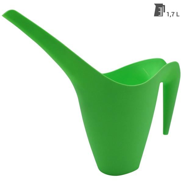 Giesskanne 1,7L grün - Langer Ausguss für schwer erreichbare Pflanzen - Robuster Kunststoff - Ideal für Balkone Gewächshäuser Grabpflege