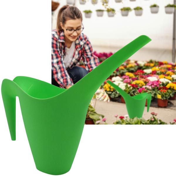 Giesskanne 1,7L grün - Langer Ausguss für schwer erreichbare Pflanzen - Robuster Kunststoff - Ideal für Balkone Gewächshäuser Grabpflege