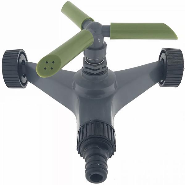 Kompakter Rasensprenger rollbar 360° drehbar - Gleichmässige Gartenbewässerung für grosse Areale - 3 Sprüharme & 12 Düsen - Robustes Kunststoffgehäuse