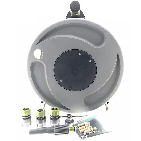 Praktische Schlauchtrommel-Garnitur: 25m Schlauch & Spritzdüse, Gelb-Schwarz – Effiziente Gartenbewässerung für jeden Gärtner