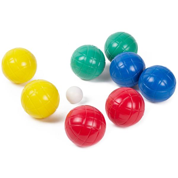 Boule Spiel Set 8 Kunststoffkugeln - Für Freunde & Familie, Garten, Strand, Urlaub - Zielkugel, Tragekoffer, PP-Material - Bunt