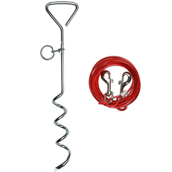 Anlegepflock für Hunde und Katzen - Inkl. 4m Leine & Karabinerhaken - Robuster Bodenanker für Garten, Camping & Strand - Freilauf & Sicherheit