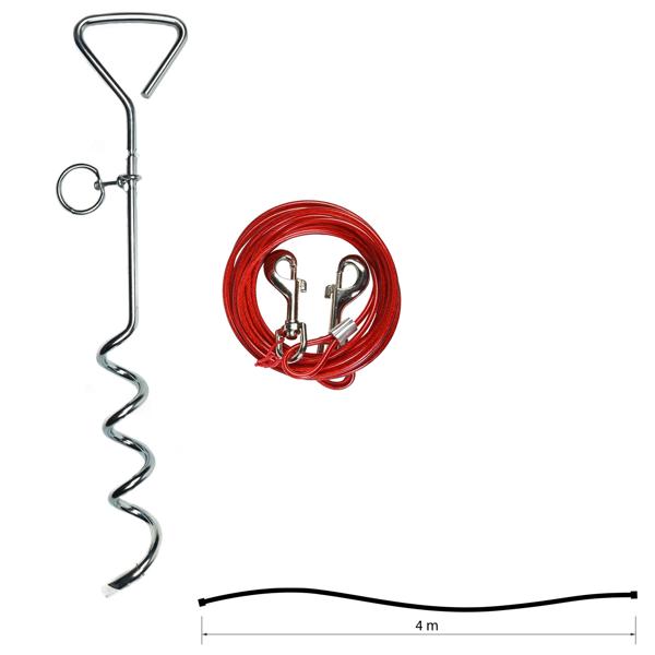 Anlegepflock für Hunde und Katzen - Inkl. 4m Leine & Karabinerhaken - Robuster Bodenanker für Garten, Camping & Strand - Freilauf & Sicherheit