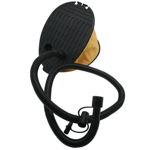 Fusspumpe 2L - schnelles Auf- & Abpumpen für Luftmatratze, Schlauchboot, Gästebett - Fusstritt-Bedienung, 2 Adapter-Aufsätze - Schwarz/Gelb