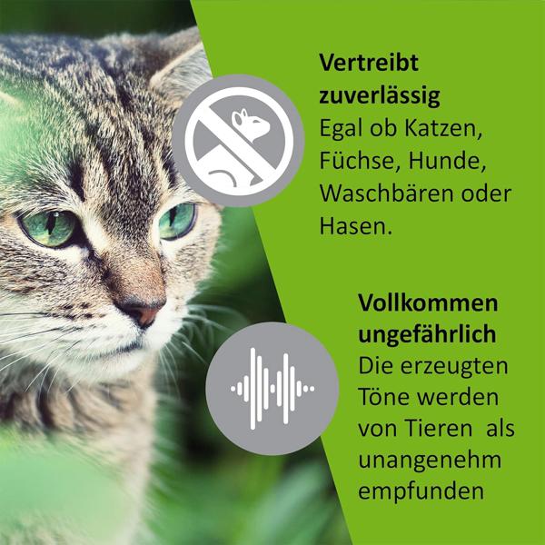 2er-Set Universal Ultraschall-Tiervertreiber, Solar & Akku, bis 40 m², Hunde- & Katzenschreck, mobil, sichere Tierabwehr, ohne Chemie
