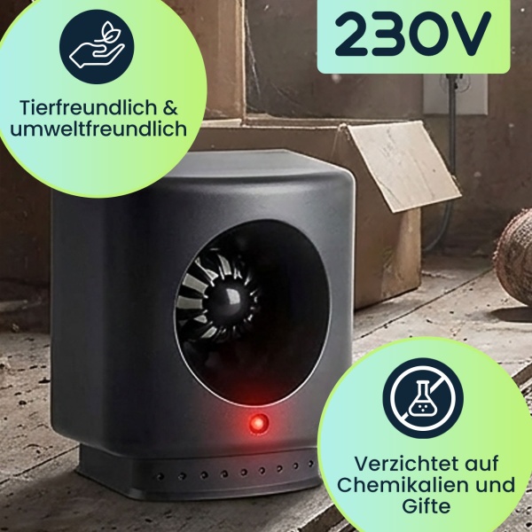Ultraschall Mäuse- und Rattenabwehr 230V – effektiver Schutz bis 50 m² – chemiefrei, umweltfreundlich & geräuschlos – ideal für Haus, Garage & Keller