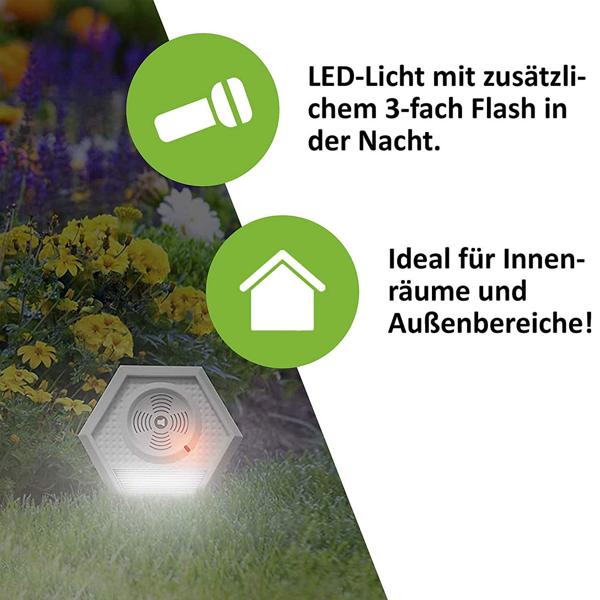 XL Ultraschall Tiervertreiber mit Blitz: 200m² Schutz, Akku & IP45 - Effektive Tierabwehr für Garten, Hof & mehr – Zuverlässig & Wetterfest